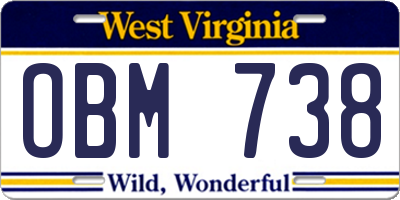 WV license plate OBM738