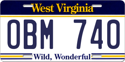 WV license plate OBM740