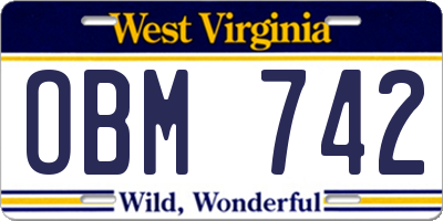 WV license plate OBM742