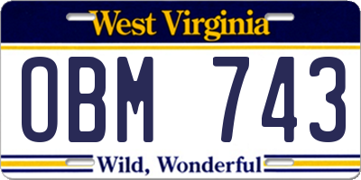WV license plate OBM743