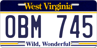 WV license plate OBM745