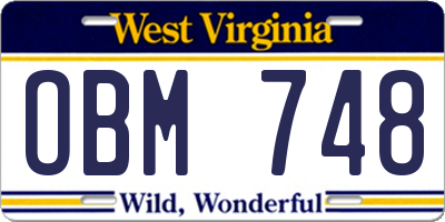 WV license plate OBM748