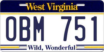 WV license plate OBM751