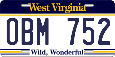 WV license plate OBM752