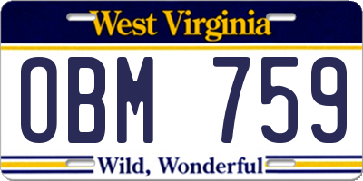 WV license plate OBM759