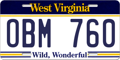 WV license plate OBM760