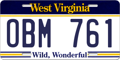 WV license plate OBM761