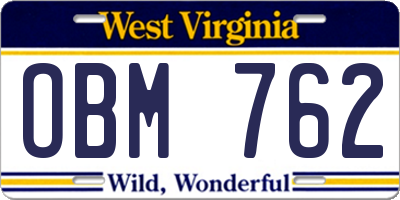 WV license plate OBM762