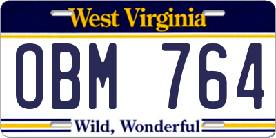 WV license plate OBM764