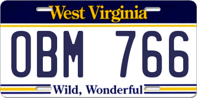 WV license plate OBM766