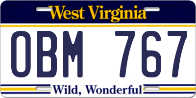 WV license plate OBM767