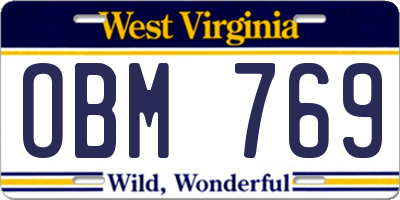 WV license plate OBM769