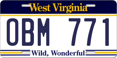 WV license plate OBM771