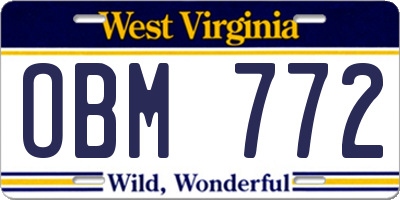 WV license plate OBM772