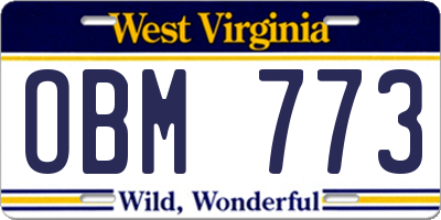 WV license plate OBM773