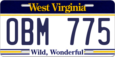 WV license plate OBM775