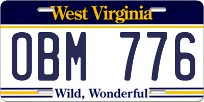 WV license plate OBM776