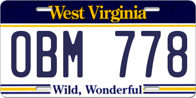 WV license plate OBM778