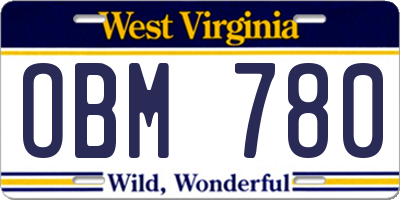 WV license plate OBM780