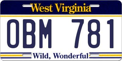 WV license plate OBM781