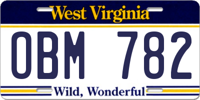WV license plate OBM782