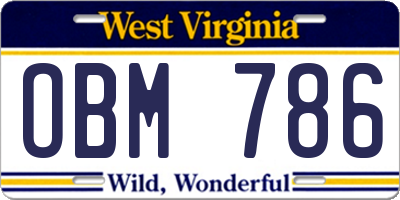 WV license plate OBM786