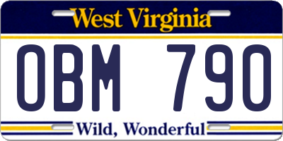 WV license plate OBM790