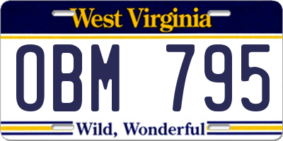 WV license plate OBM795
