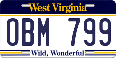 WV license plate OBM799