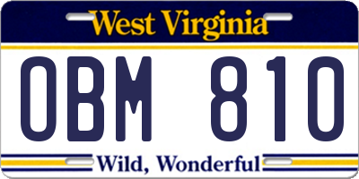WV license plate OBM810