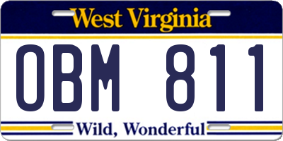 WV license plate OBM811
