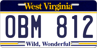 WV license plate OBM812