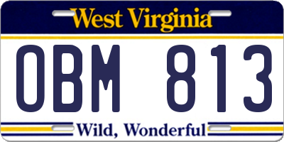 WV license plate OBM813