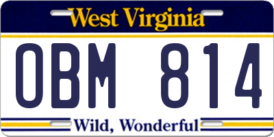 WV license plate OBM814