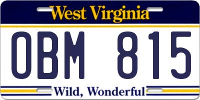 WV license plate OBM815