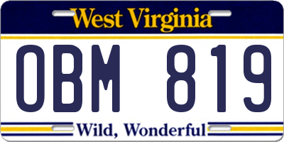 WV license plate OBM819