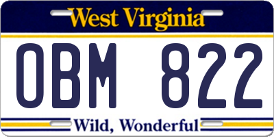 WV license plate OBM822