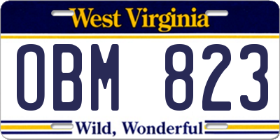 WV license plate OBM823