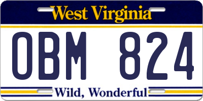 WV license plate OBM824