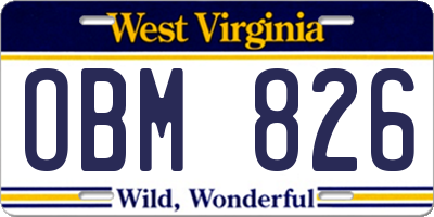 WV license plate OBM826