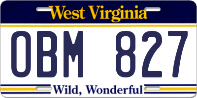 WV license plate OBM827