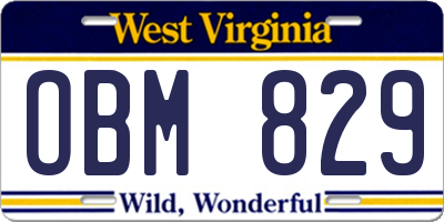 WV license plate OBM829