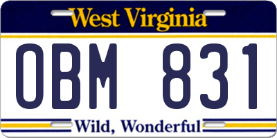 WV license plate OBM831