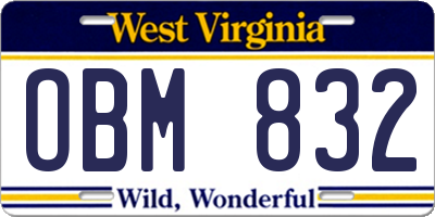 WV license plate OBM832