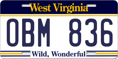 WV license plate OBM836