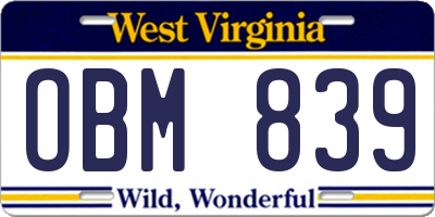 WV license plate OBM839