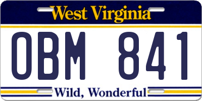WV license plate OBM841
