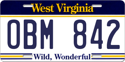 WV license plate OBM842
