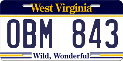 WV license plate OBM843