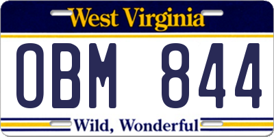WV license plate OBM844